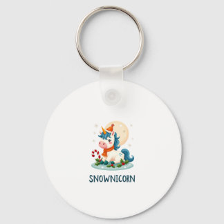 Porte-clés Snownicorn Cute Unicorn Snowman Christmas Girl T-S