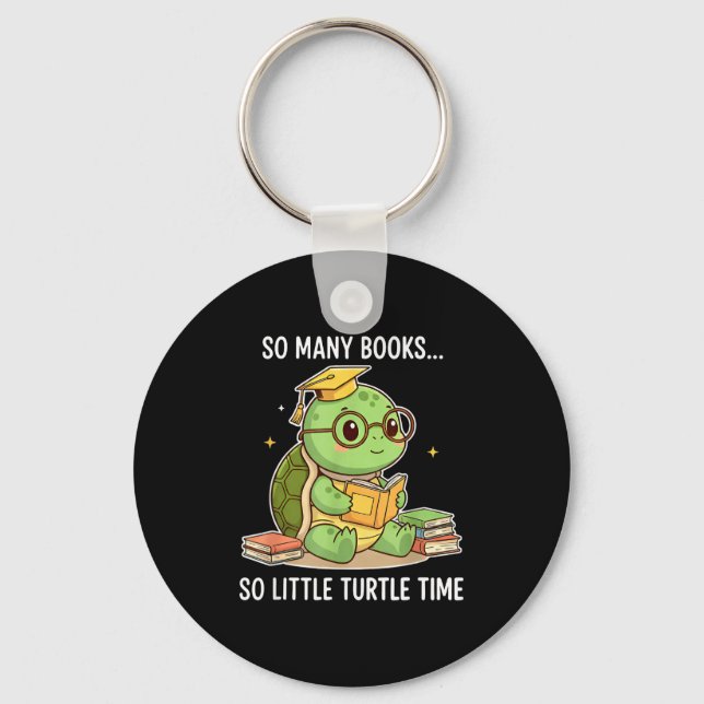Porte-clés So Many Books Little Time Turtle Scholar  (Recto)