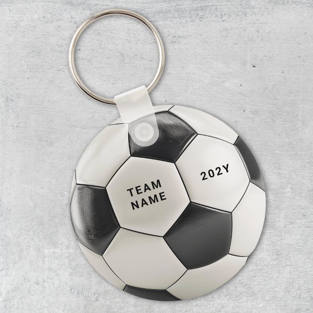 Porte-clés Soccer Ball Keychain | Personalized Team Name Year (Soccer ball design, perfect for football fans, team celebrations, birthdays & sports-themed parties!)