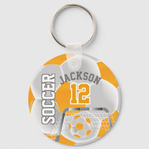 Porte-clés Soccer jaune or et blanc ⚽ balle sport