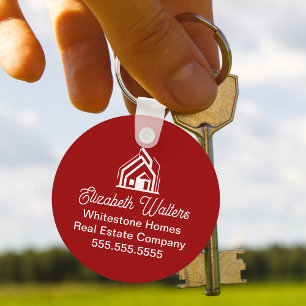 Porte-clés Société immobilière rouge Realtor personnalisé