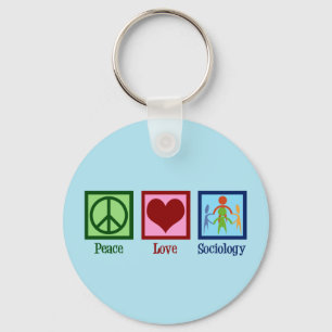 Porte-clés Sociologue Peace Love Professeur de sociologie