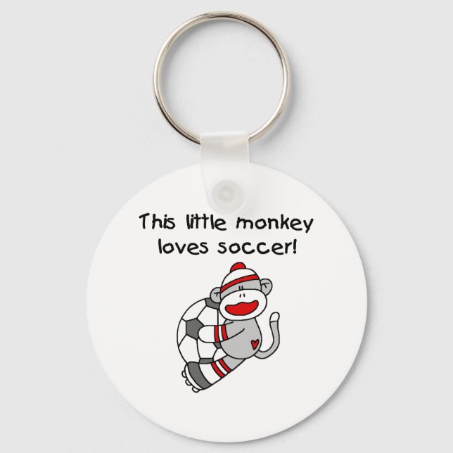 Porte-clés Sock Monkey Aime Le Football (Recto)