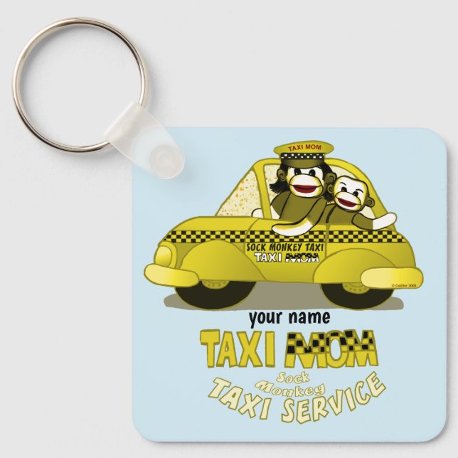 Porte-clés Sock Monkey Taxi Maman (Recto)