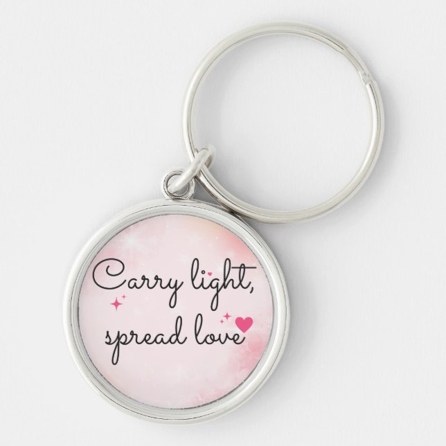 Porte-clés Soft Pink Watercolor Design with Stars, Hearts & I (Devant)