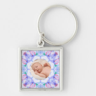 Porte-clés Soft Pretty Pastels Photo de Noël personnalisée