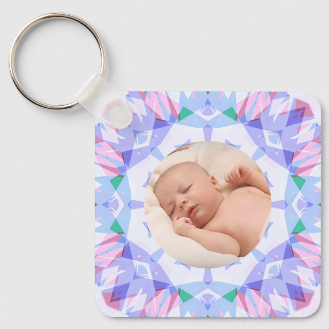 Porte-clés Soft Pretty Pastels Photo de Noël personnalisée (Recto)