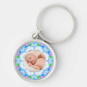 Porte-clés Soft Pretty Pastels Photo de Noël personnalisée