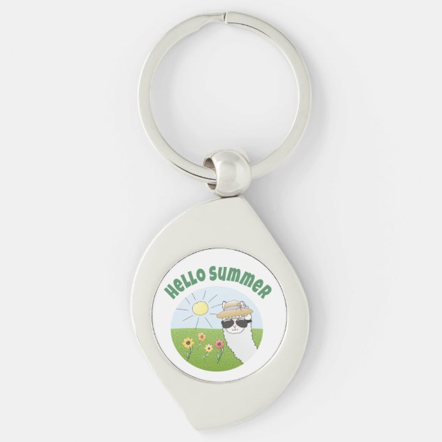 Porte-clés Soirée alpaka Hello Summer Alpaca (Devant)