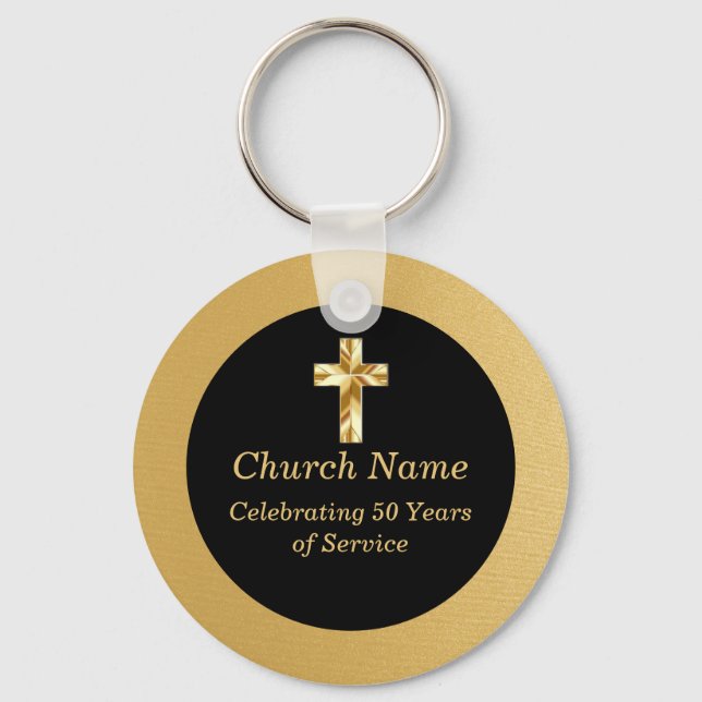 Porte-clés Soirée d'anniversaire de l'Église Noire et Or (Recto)