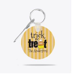 Porte-clés Soirée Halloween personnalisée "des friandises ou