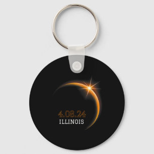Porte-clés Solar Eclipse 2024 Totalité Illinois Printemps 4.0