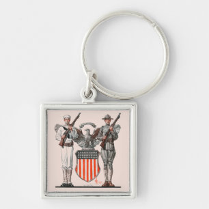 Porte-clés Soldat, marin et bouclier des États-Unis