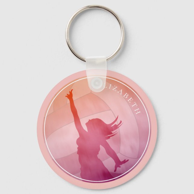 Porte-clés Soleil couché de plage filles volley-ball personna (Recto)