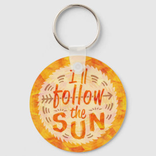 Porte-clés Soleil Été Orange Peint Suivre Soleil Coloré