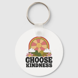 Porte-clés Soleil Positif Paix Hippie Rétro Choisissez Kindne