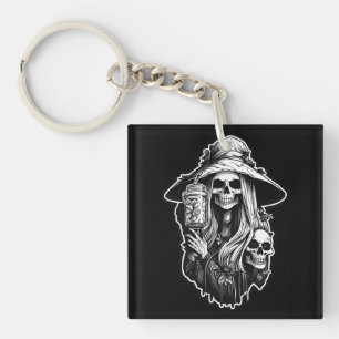 Porte-clés Sorcière avec lanterne Halloween
