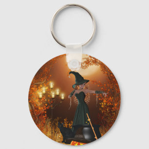 Porte-clés Sorcière d'Halloween d'automne
