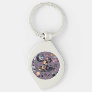 Porte-clés Sorcière lunaire Casquette et magie céleste