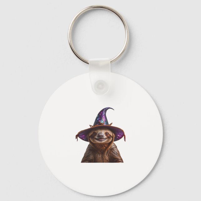 Porte-clés Sorcière Sloth Halloween tour ou traiter pompki éf (Recto)