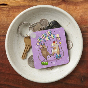 Porte-clés Souris dansantes Nom et âge Joyeux anniversaire