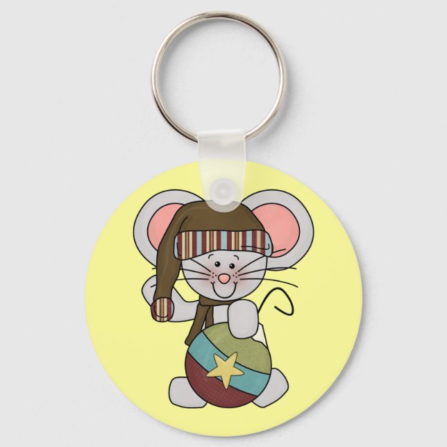 Porte-clés Souris de Noël avec l'ornement (Recto)