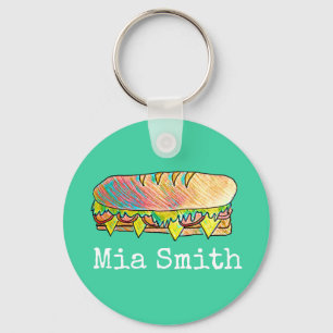 Porte-clés Sous sandwich nommé personnalisé mignon