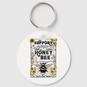 Porte-clés Soutenez Votre Jour des terres D'Abeille De Miel L