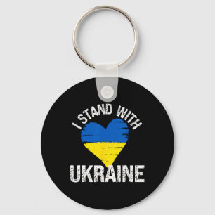 Porte-clés Soutenir le drapeau du cœur de l'Ukraine Soutenir