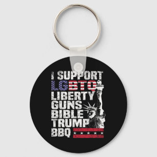 Porte-clés Soutien Lgbtq Liberty Guns Bible Trump Bbq