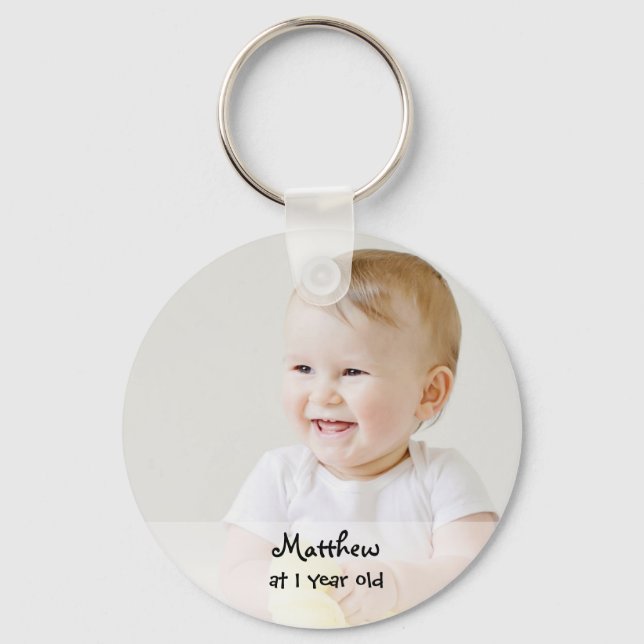 Porte-clés souvenir de premier anniversaire d'un an (Recto)