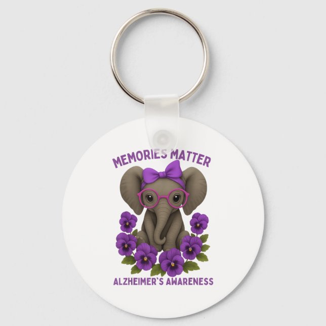 Porte-clés Souvenirs Heimer's Awareness Purple Elephant Flowe (Recto)
