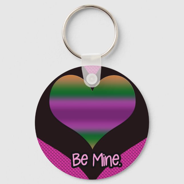 Porte-clés Soyez à moi Valentine Purple Stripe Coeur (Recto)