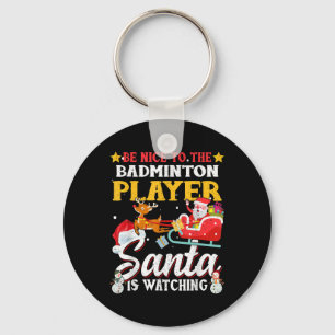 Porte-clés Soyez Contente De Badminton Player Père Noël Regar