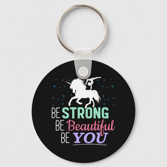 Porte-clés Soyez fort Beau Vous - Gymnastique Unicorn (Recto)