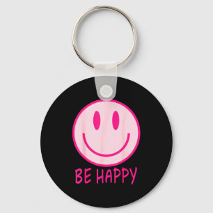 Porte-clés Soyez heureux années 70 80 visage rose sourire heu