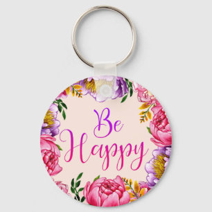 Porte-clés Soyez heureux Porte - clé Pink Peony