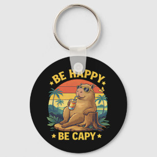 Porte-clés Soyez heureux, soyez capy Capybara Mème drôle