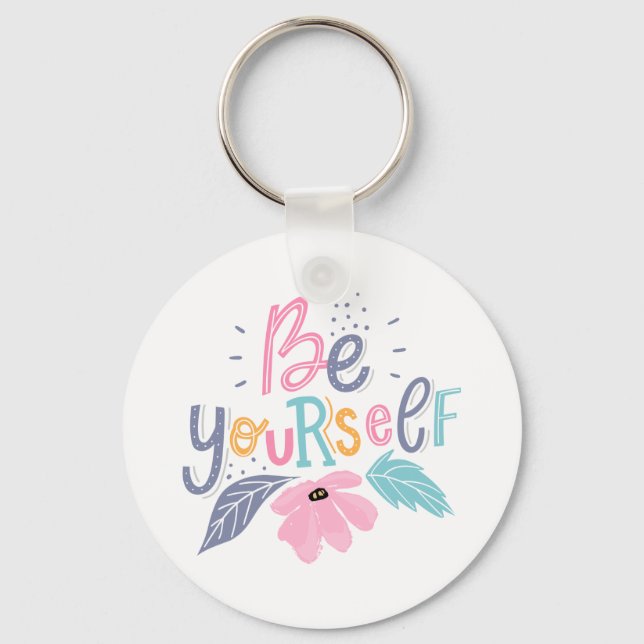 Porte-clés Soyez vous-même | Fleurs Pastel (Recto)