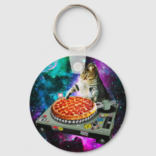 Porte-clés Space dj cat pizza