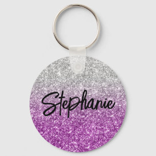 Porte-clés Sparkly Luxe Silver Purple Ombre Parties scintilla