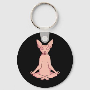 Porte-clés Sphynx Chat Yoga Médaille Éleveur Hairless Animaux