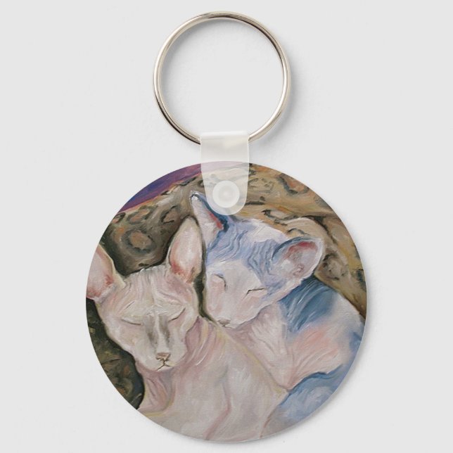 Porte-clés Sphynx Cheveux Porte - clé "Le Couple" (Recto)