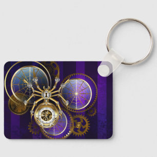 Porte-clés Spider Steampunk sur Arrière - plan pourpre