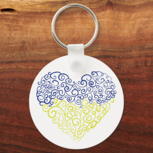Porte-clés Spiral tourbillons mehandi coeur drapeau ukrainien