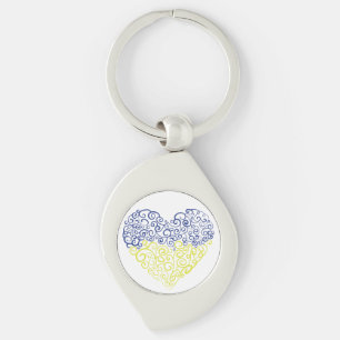 Porte-clés Spiral tourbillons mehandi coeur drapeau ukrainien