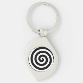 Porte-clés Spirale concentrique en noir et blanc