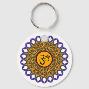 Porte-clés Spirituel Mandala Yoga Om Peacock Kaleidoscope