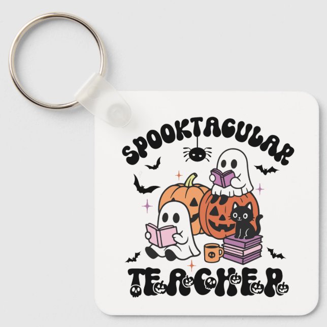 Porte-clés Spooktacular enseignant Cute Ghosts Halloween (Recto)