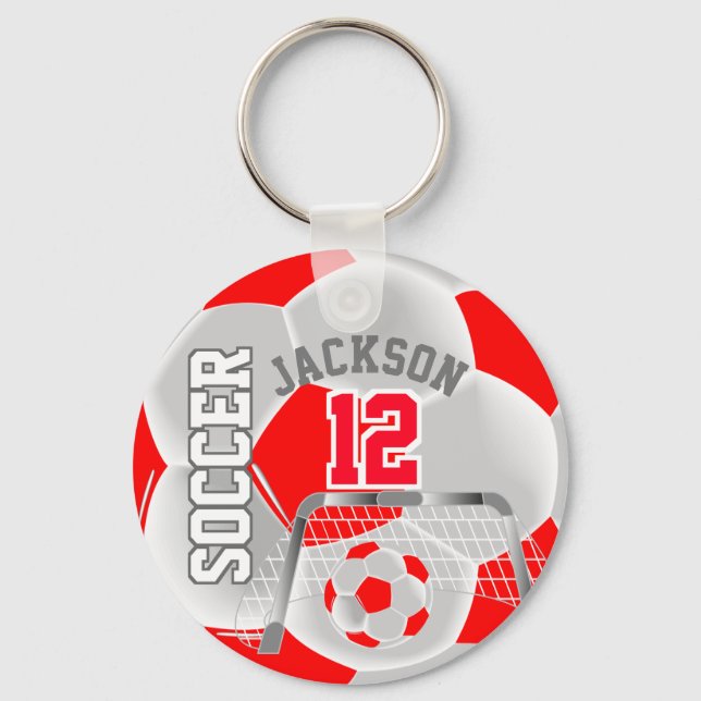 Porte-clés Sport ⚽ balle rouge et blanc (Recto)